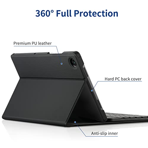 EasyAcc Keyboard Case Compatible with Samsung Galaxy Tab A8 10.5 2021 -with Tempered Glass