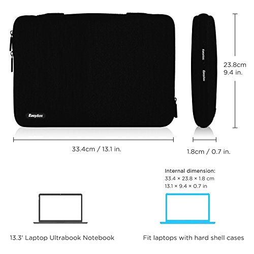 EasyAcc Laptop Sleeve for Macbook Air, Pro Retina and Most 13.3″ Laptops -Black