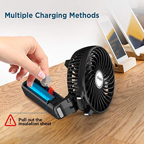 EasyAcc Handheld Electric USB Fans with 2600mAh USB Rechargeable Battery