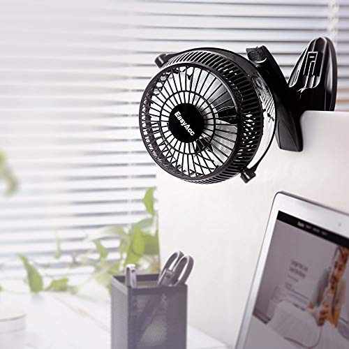 EasyAcc 720° Rotation Desk USB Clip Fan - Black