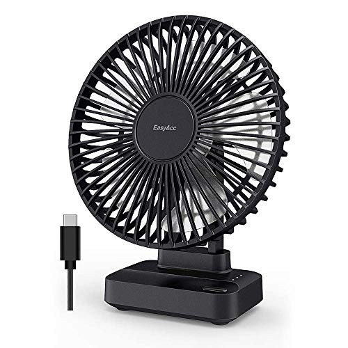EasyAcc 90° Adjustable 6700mAh Desk Fan - Black