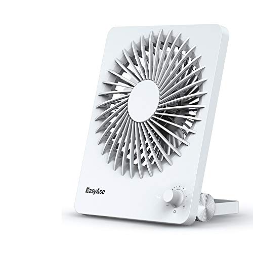 EasyAcc Desk Mini Fan with 2600mAh Portable Rechargeable Battery - White