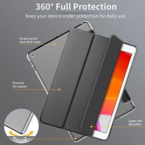 EasyAcc Ultra Thin Lightweight Case Compatible with iPad 8th Generation/iPad 10.2 2020 2019/ iPad 7th Generation - Black
