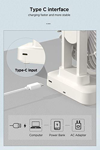 EasyAcc 90° Adjustable USB Desk Fan - White