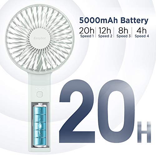 EasyAcc 5000mAh 2020 Upgraded Handheld Fan -White