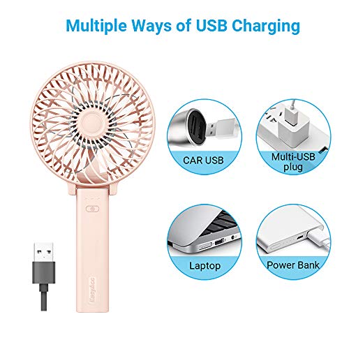 EasyAcc Handheld Fan Mini USB Fan with 4000mAh Rechargeable Battery - Pink